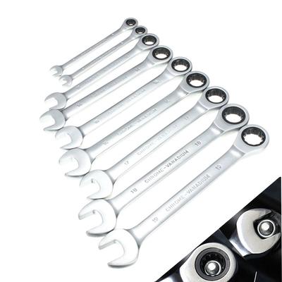 Polished Chrome Vanadium Gear Ratcheting Kit Socket Spanner Nut Tool Reversible Ratchet Wrench