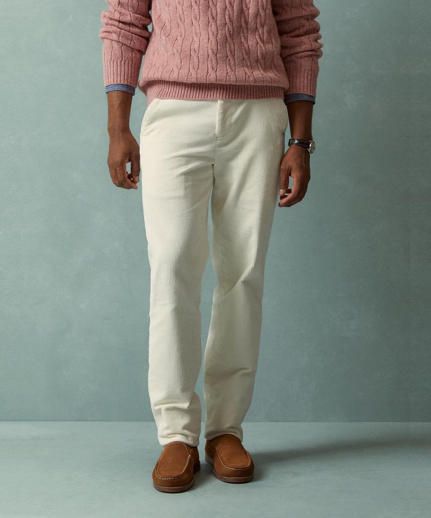 BROOKS BROTHERS Slim Fit 8W Stretch Corduroy Pants (Ivory) (Bbpcmnf403)