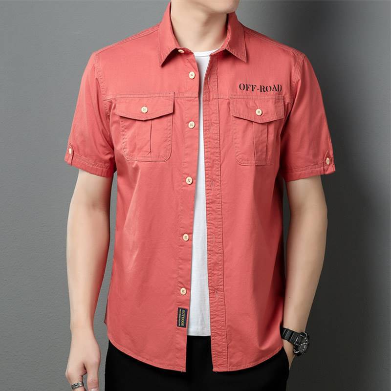 

Летняя рабочая рубашка Мужская хлопковая свободная рубашка с несколькими карманами и короткими рукавами XXXXXL