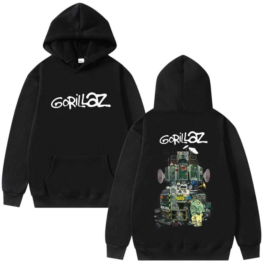 Gorillaz Graphic Print Hoodie Men Women Hip Hop Rock Fashion Music Streetwear Male Casual High Quality Fleece Hoodies