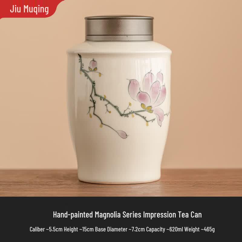 Jiumuqing Chinese Hand-painted Ceramic Tea Caddy