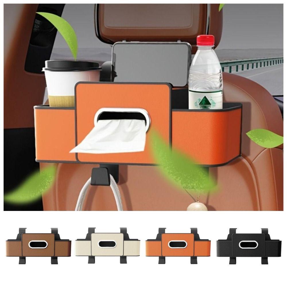 Partition Design Car Drink Cup Holder Water-proof Vehicle Tissue Box Car Rear Seat Organizer Bag