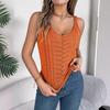 HNXC Spring and Summer Casual Solid Color V-neck Cut-out Top Vacation Knitted Sweater Women's Wear