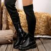 New Style Shoes: Thick-soled Round-toe Elastic Woolen Long Boots for Women