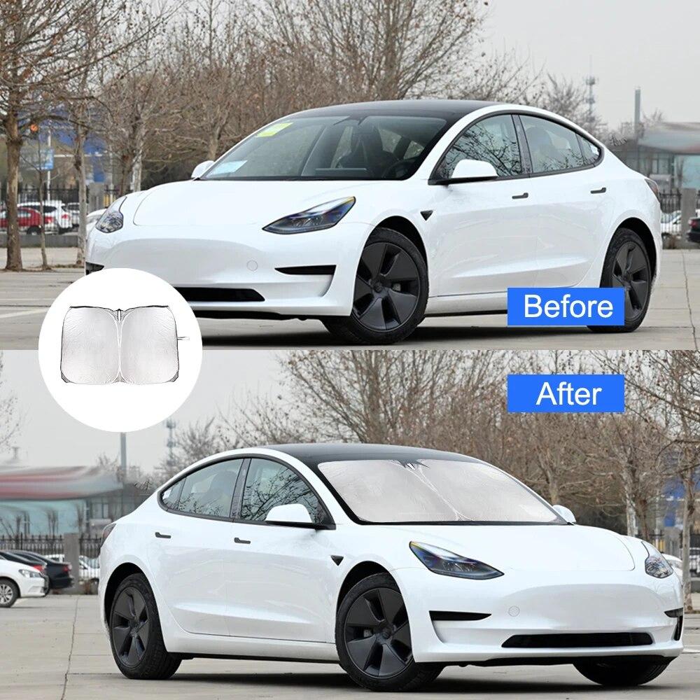 Front Rear Sunroof Windshield Glass Roof Sunshade Upgrade Sun Shades Skylight Blind Shading Net For Tesla Model 3 2019-2025