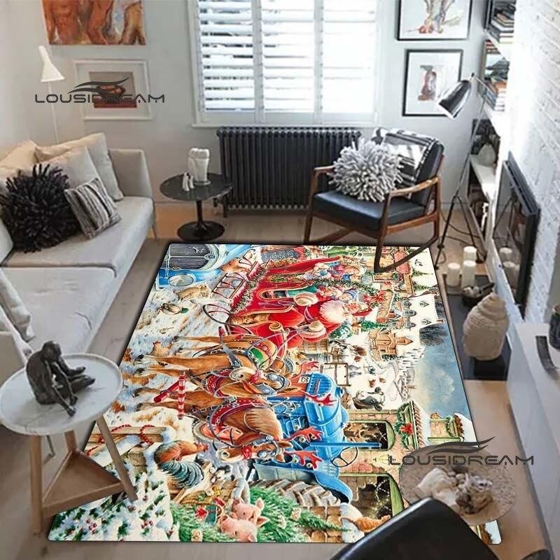 Weihnachts-Weihnachtsmann-Teppiche und Vorleger, Winter-Schnee-Teppich, Bodenmatte, Wohnzimmer, Schlafzimmer, großer Bereich, weicher Teppich, Kinderzimmer-Teppich