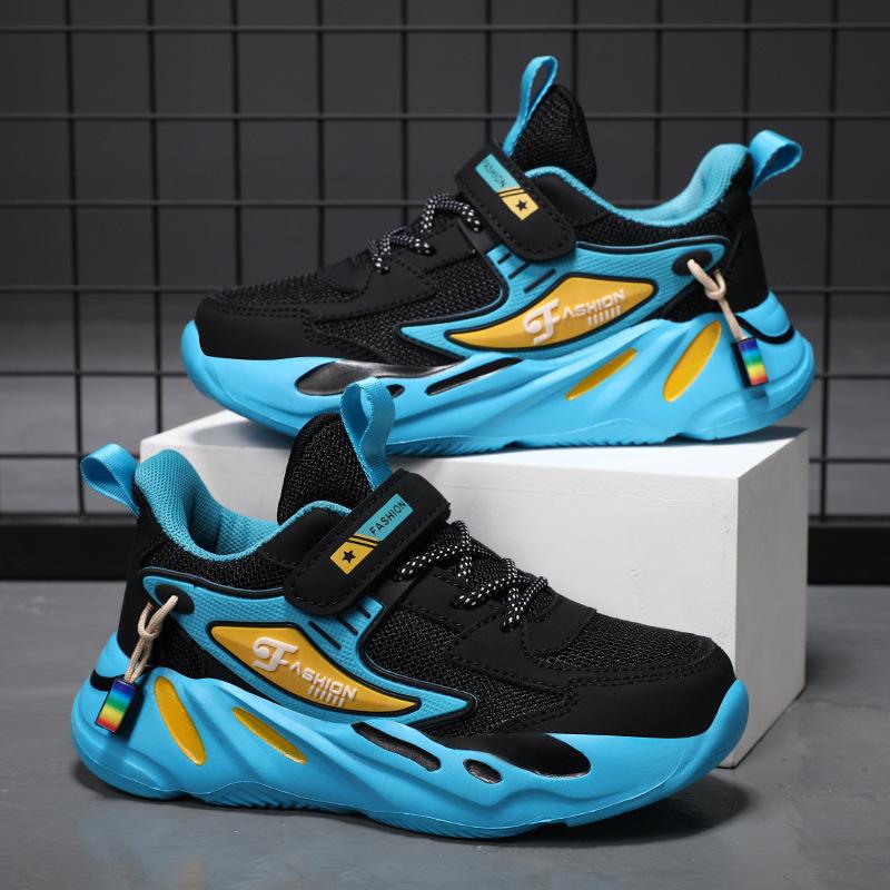 Children's Shoes Boys Lightweight Soft Thick-soled Primary School Students Running Sports Shoes Medium and Older Children's Mesh Breathable Casual Da