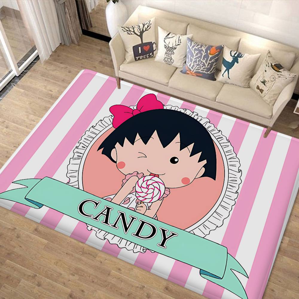 Catoon Chibi Maruko Chan Bathroom Mat Anti-slip Absorb Water Long Strip Cushion Bedroon Mat Welcome Doormat