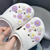 18PCS Fashion Shoe Charms Set Accessories Hole Shoe Buckle Summer Light Purple Fresh Daisy DIY Shoes Decorations for Bogg Bag