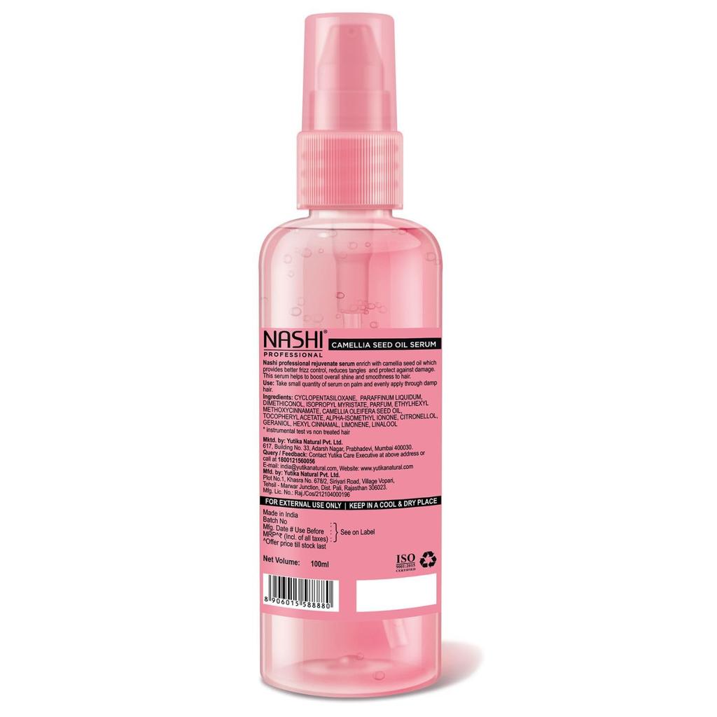 Siero Rinvigorante Professionale Nashi per Capelli 100ml con Olio di Semi di Camelia per Capelli Lisci Setosi Senza Crespo