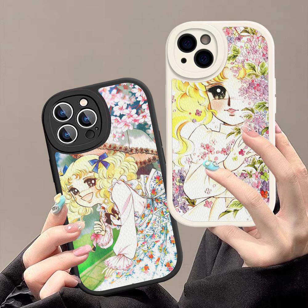 Manga Candy Phone Case For IPhone 16 15 14 13 12 11 Pro Max Plus Leather Soft Cover
