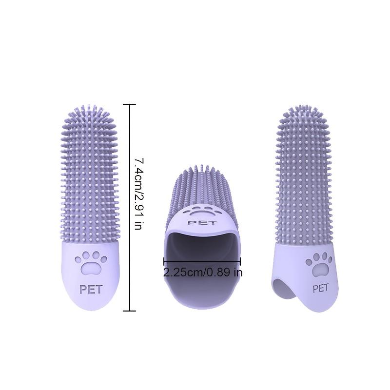 3pcs Silicone Pet Toothbrushes, Soft Bristle, 360° Full-Head Design for Plaque Prevention, with Finger Covers, Material, for Dogs and Cats