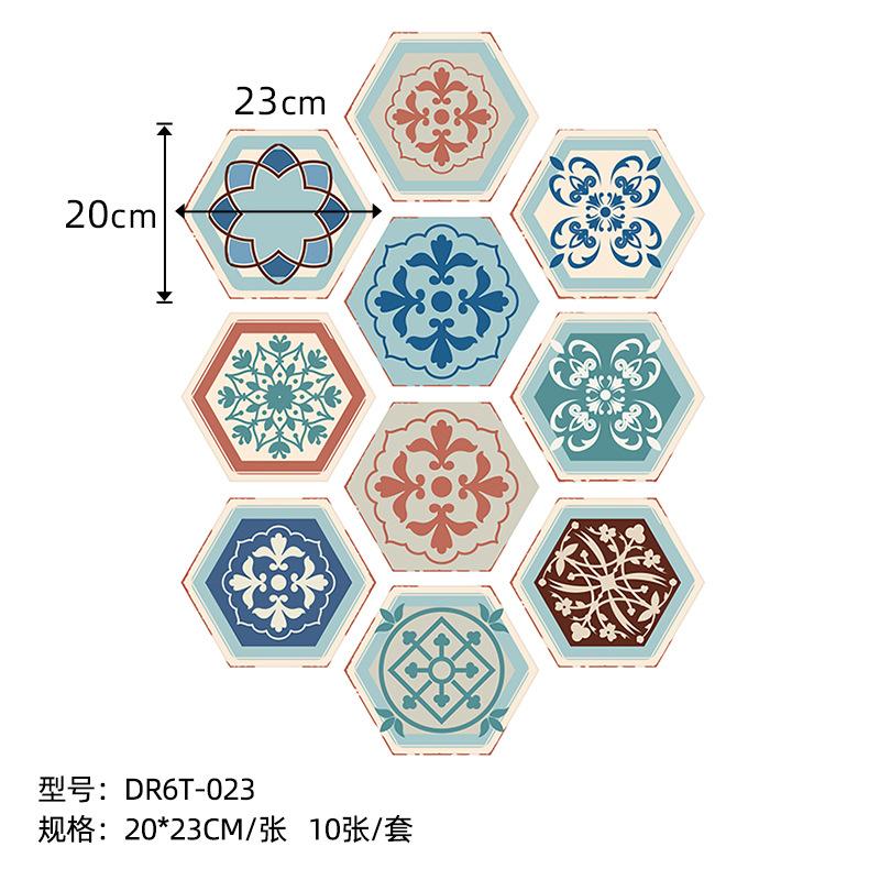 Cement Color Non-Slip Hexagonal Sticker Waterproof Marble Floor Sticker Hexagonal Kitchen And Bathroom Wallpaper Self-Adhesive