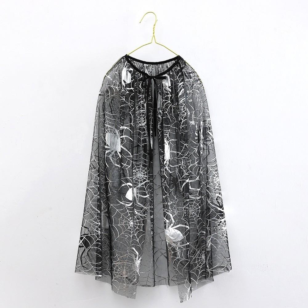 Bat Halloween Tulle Cape Spider Web Cosplay Bridal Costume Retro Kids Mesh Cloak Photoshoot