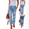 Womens High Waist Straight Leg Jeans Distressed Ripped Denim Pants Casual Daily Wear