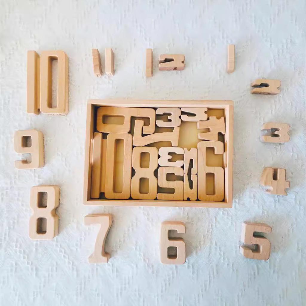 Piece Wooden 32 Digital Building Block Set Children Early Toys Education