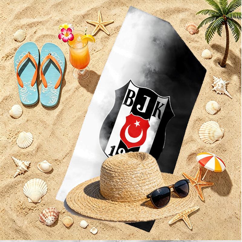 Besiktas J.K Print Beach Towel, Versatile Lightweight Absorbent Beach Towel for Pool Surf Yoga Bathroom, Perfect Birthday Holiday Gift