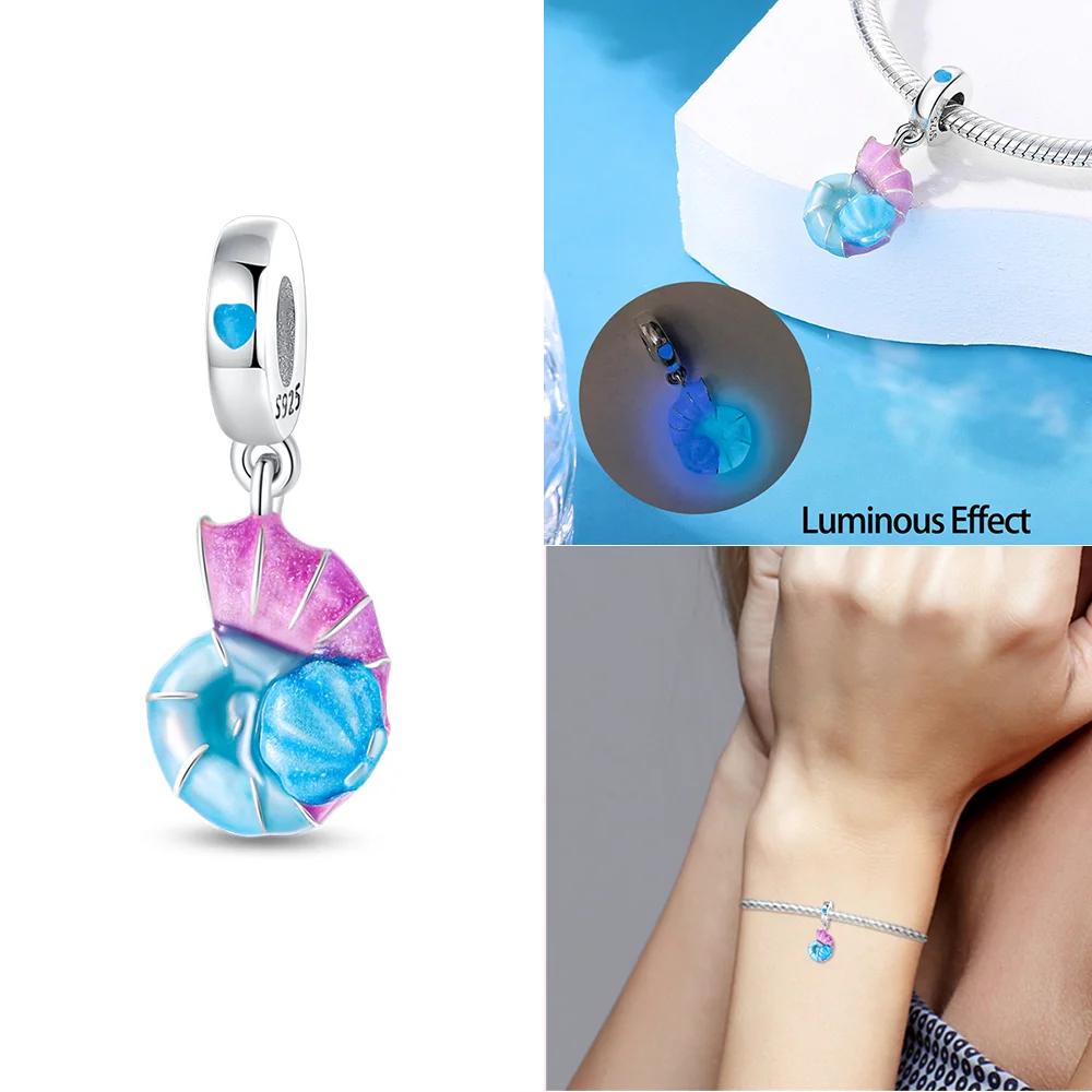 Copper Charms Beads Fit Qikaola Original Blue Zircon Owl Luminous Sea Turtle Octopus Bracelets Diy Birthday Jewelry Gift