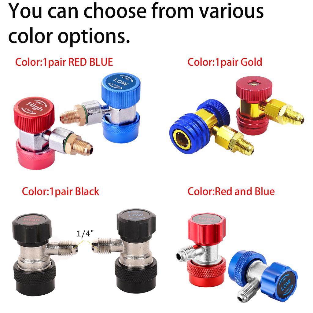 1pair R134A AC Auto Freon Air Condition Adapter Refrigerant Adjustable Quick Coupler High Low Connector Manifold Gauge Set