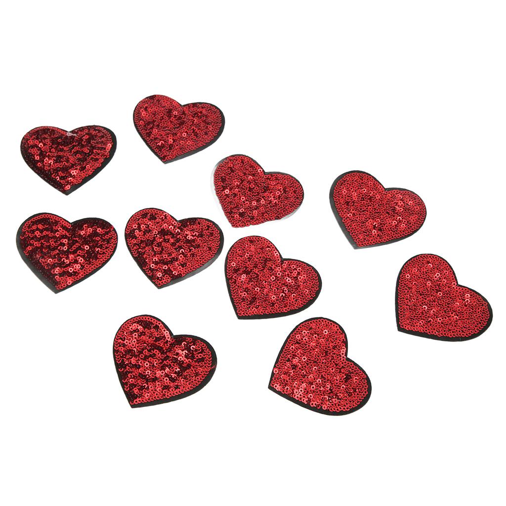 10PCS Red Heart Patch DIY Sewing Cotton Ironing On Patch Embroidered Applique for Sewing Wedding