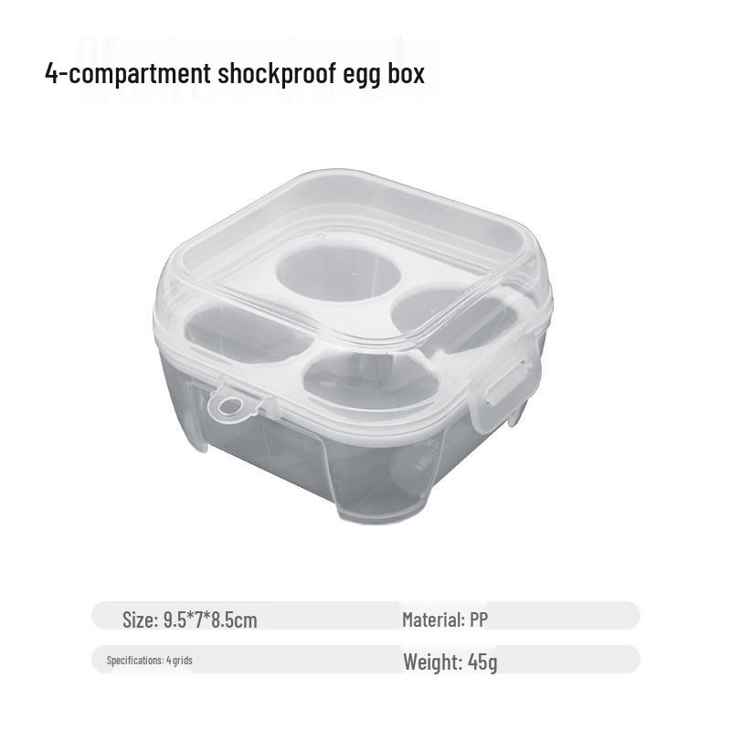 

Портативный ударопрочный контейнер для хранения яиц с лотком - Прозрачный, герметичный и многофункциональный для кухни и кемпинга на открытом воздухе. 4 compartments