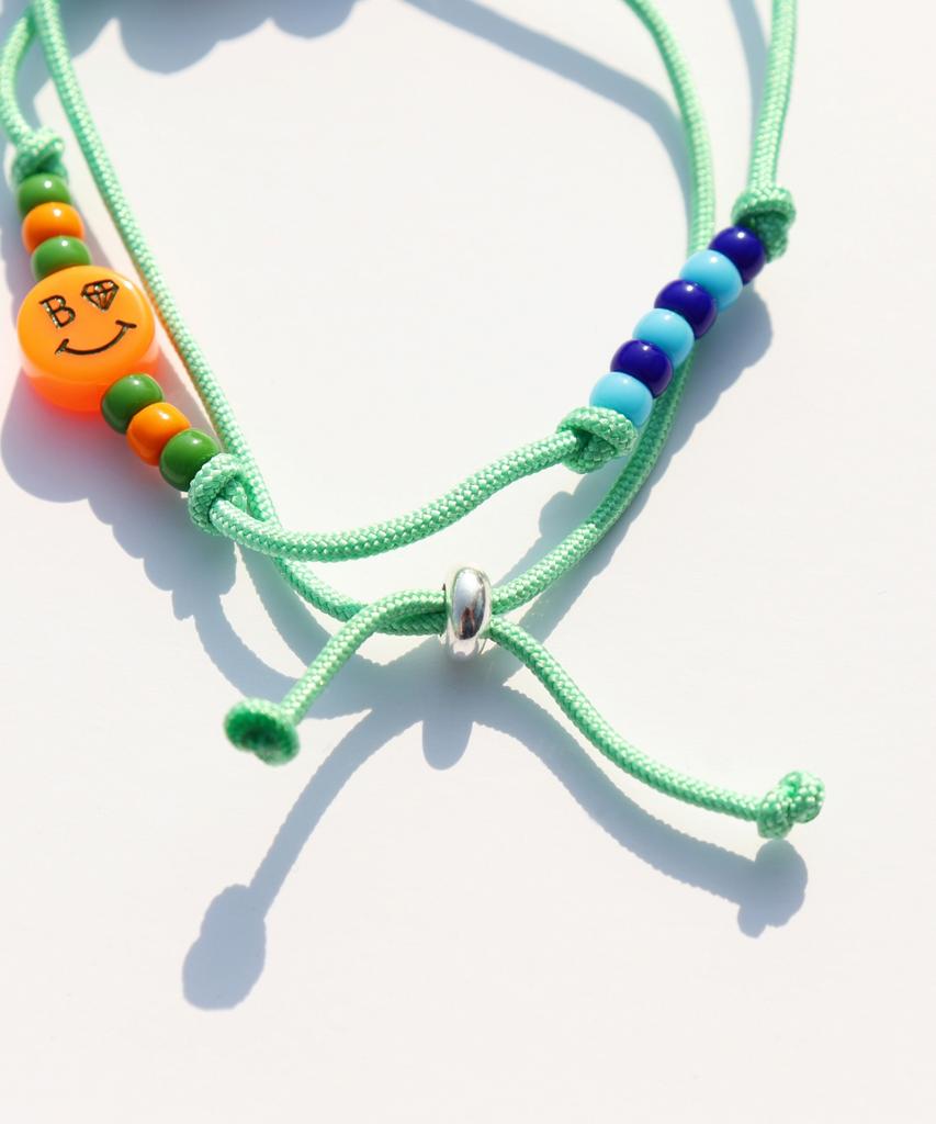 Bonbeau Happy Pop Initial Smile Knot Bracelet Smile Charm Initial Bead Double-Strand Knot Bracelet
