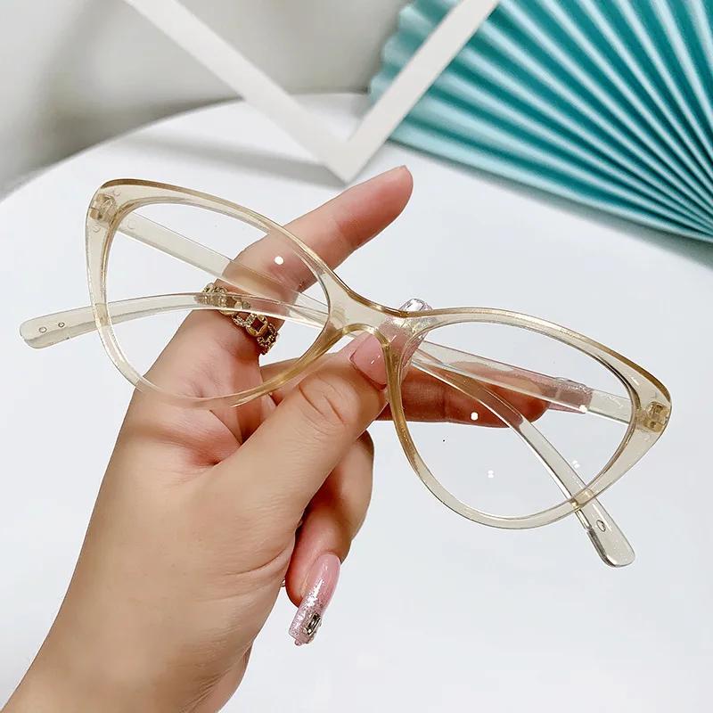Neue Cat-Eye-Dreieckrahmen-Anti-Blaulicht-Brille Klassische Herren-Damen-Lesebrille Retro-Dreieckrahmen Transparente Brille