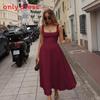 Minimalist Sleeveless High Waist A Line Dress With Backless Design For Summer Casual Wear