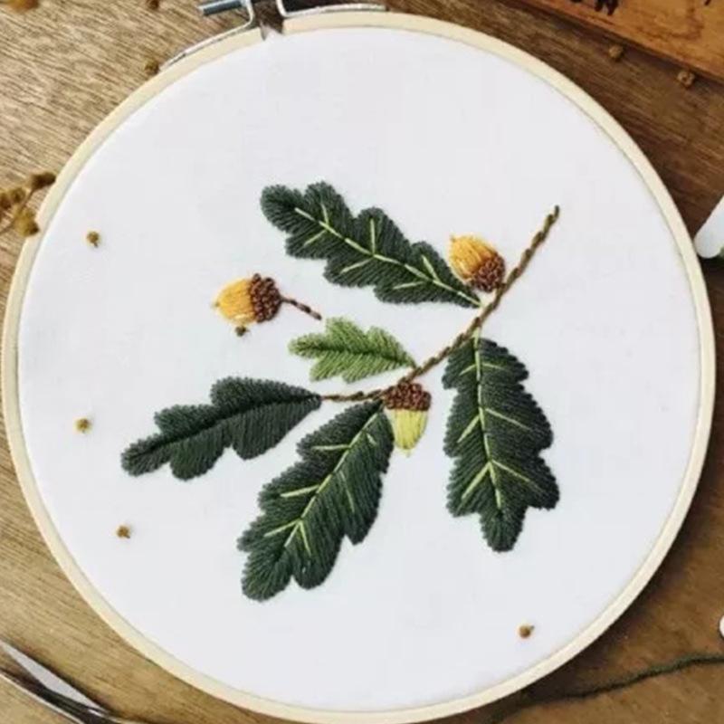 1 buc Model de Plantă Verde Broderie DIY Kit Artizanal din Pânză Ac și Ață Creative pentru Artizanat