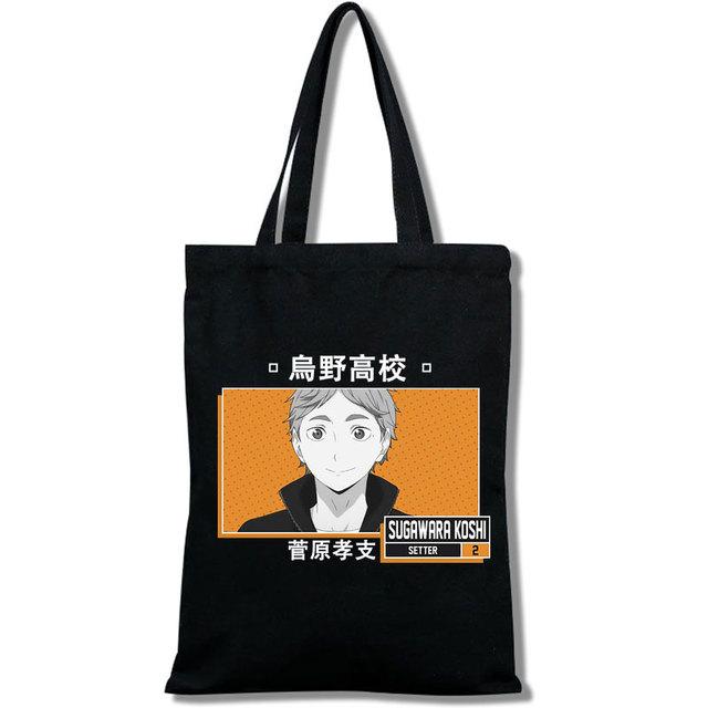 Tee Haikyu Manga Nishinoya Yuu Oikawa Tooru Cartoon Druck Grafik Einkaufstaschen Mädchen Mode Casual Paket Einkaufstasche