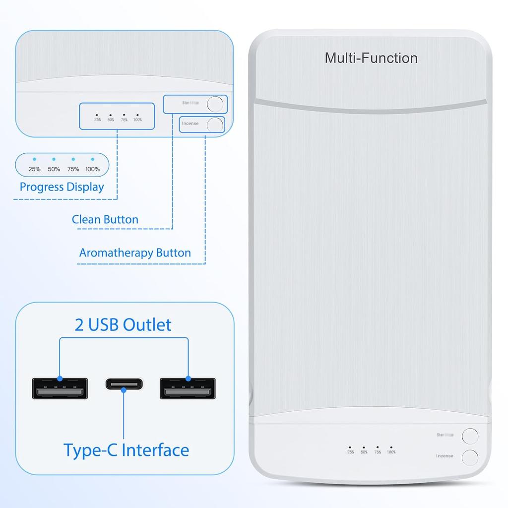 Portable UV Nail Art Tool Cleaning Box for Manicure, Salon, Tweezers, Jewelry, Cell Phone Cleaning Tools (White)