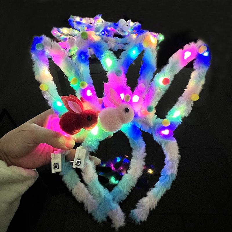 1Pc  Plush Glow Glow Ball Rabbit Hair Band Party Plush Glow Headwear