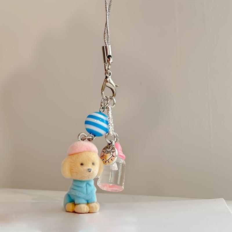 Adorable Dog Mobile Strap Multifuntional Dog Hanging Ornament Perfect for Phones Bags and Keychains Resin Alloy Texture
