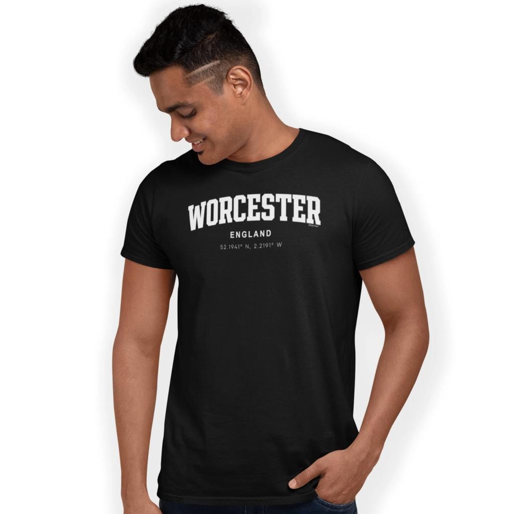 Worcester Varsity Style Print With Coordinates Hand Printed T-Shirt
