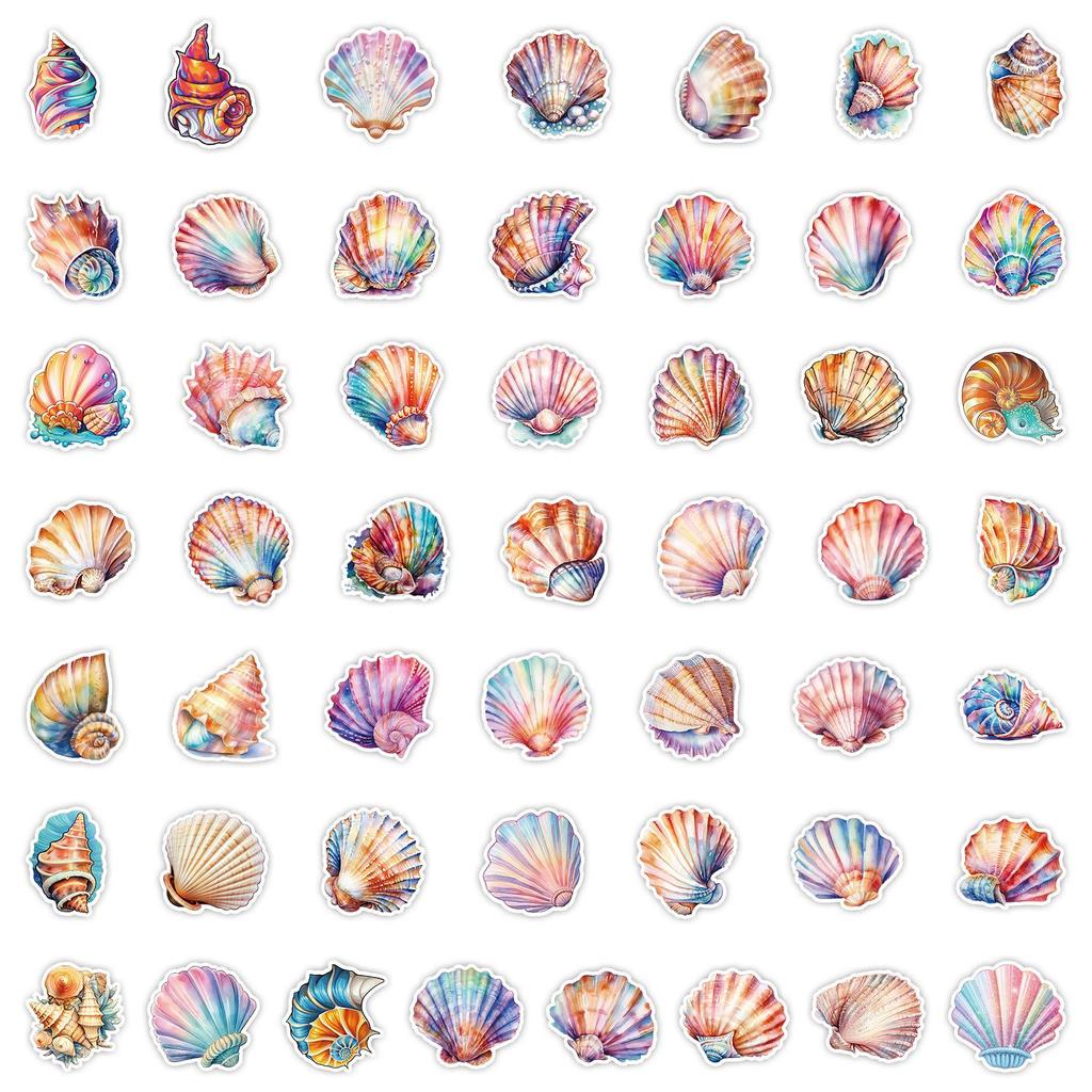 50 Waterproof Colorful Shell Graffiti Stickers for Guitar, Phone, Refrigerator & Notebook Decoration