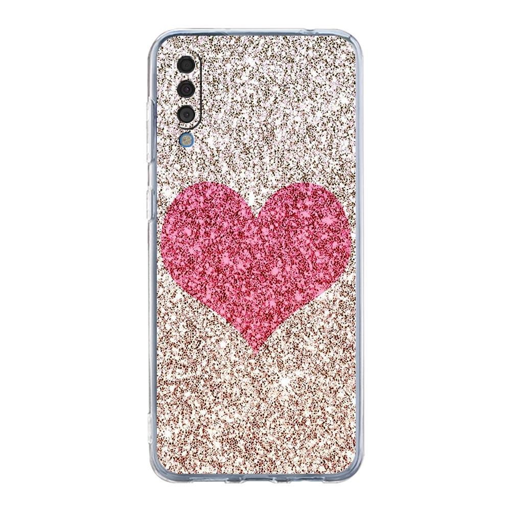 Case For Samsung A14 A50 A70 A30 A40 A20E A10S A20S A02S A04S A12 A22 A32 A34 A42 A52 5G A54 Gold Pink Rose Glitter Hearts Cover