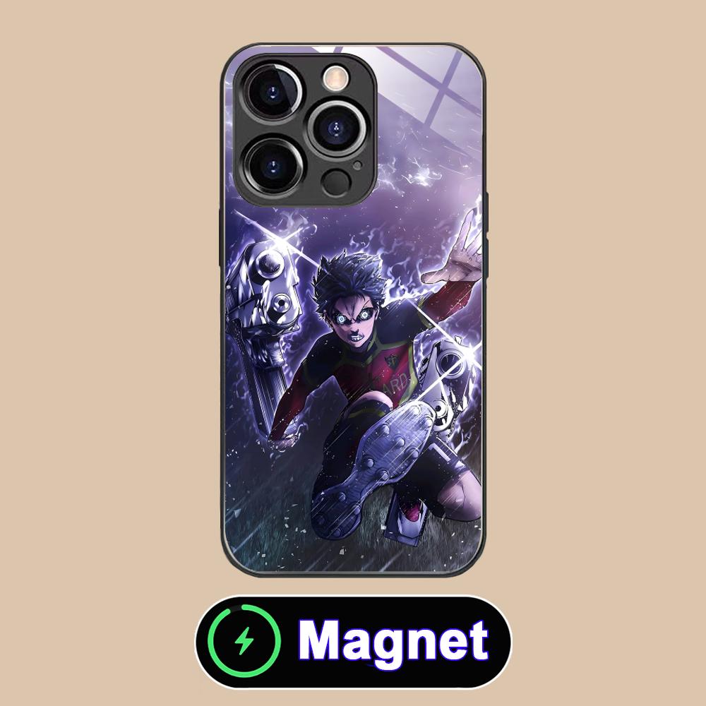 

Blue Lock Isagi Yoichi Glass MagSafe Mobile Phone Case for iPhone 17 16 15 14 13 12 11 Air Pro Max Plus Mini Colorful Cover iPhone 11 Pro Max