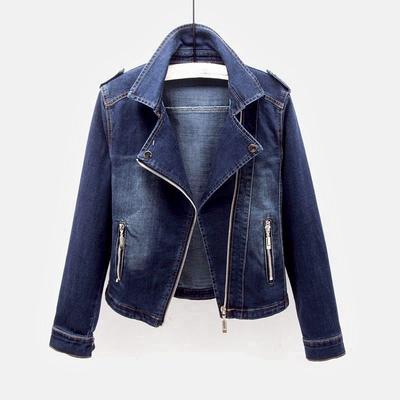 Chaqueta Vaquera Corta para Mujer Primavera y Otoño Chaqueta de Motociclista Blusa Cárdigan de Moda