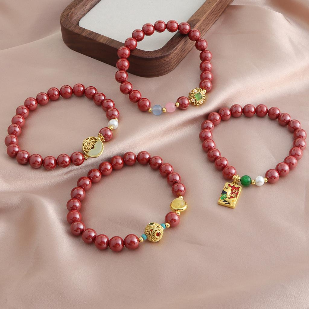 Raw Ore Emperor Sand Single Ring Bracelet Fugui Bamboo Transfer Beads Freshwater Pearl Bracelet Purple Gold Sand Natal Year