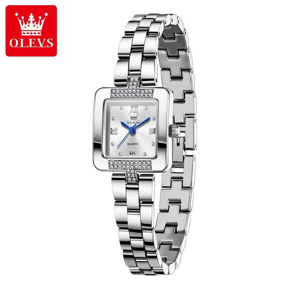 OLEVS Luxury Watch for Women Fashion Square Dial All Gold Steel Strap Original Quartz Women's Watch Waterproof Ladies Watch Set