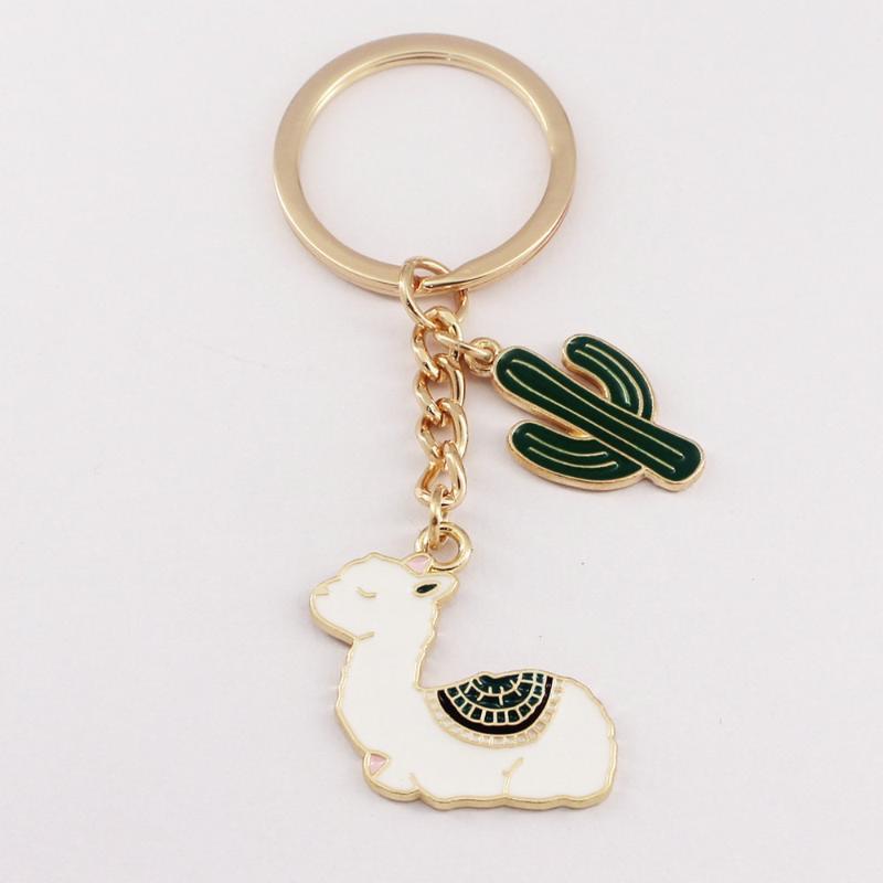 Cartoon Desert Alpaca Cactus Key Rings Lovely Creative Animal Plant Keychains Scratch Resistant for Car Keys Bag Decor