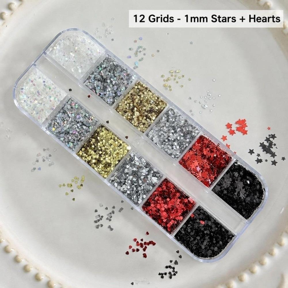 12 Grids Nail Art Sequins Kit Polka Dots DIY Nail Embellishments Manicure Accessories