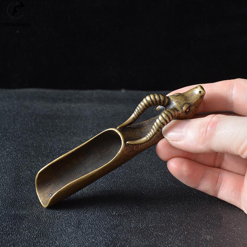 Tea Scoops Shovel Copper Wall Street Bull Coffee Black Tea Spoon Powder Teaspoon Teaware Chinese Tea Ceremony Accessories 1pcs
