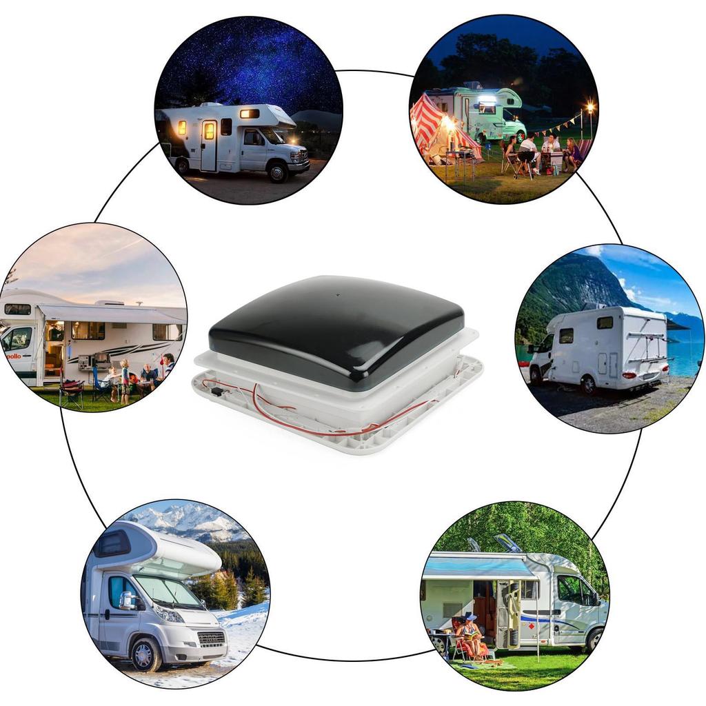 11" Wohnmobil Wohnwagen Dachluke 3-Gang Motor Wohnmobil Ventilator 12V Dachfenster mit LED-Licht