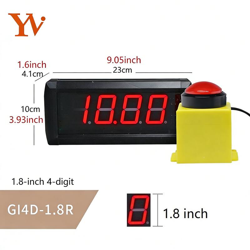 YIZHI Portable 1.8 Inch 4 Digit Digital 10s Challenge Game Timer with Start Stop Button Used for Store Promotional Activities