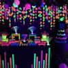 Neon Fluorescent Garland Round Stars Black Light Glow Party Decor Happy Birthday/ Banner Baby Shower Supplies Wedding Decoration