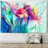 Blue Flower Oil Painting Tapestry Wall Hanging Hippie Tapez Simple Art Living Room Aesthetic Room Decor
