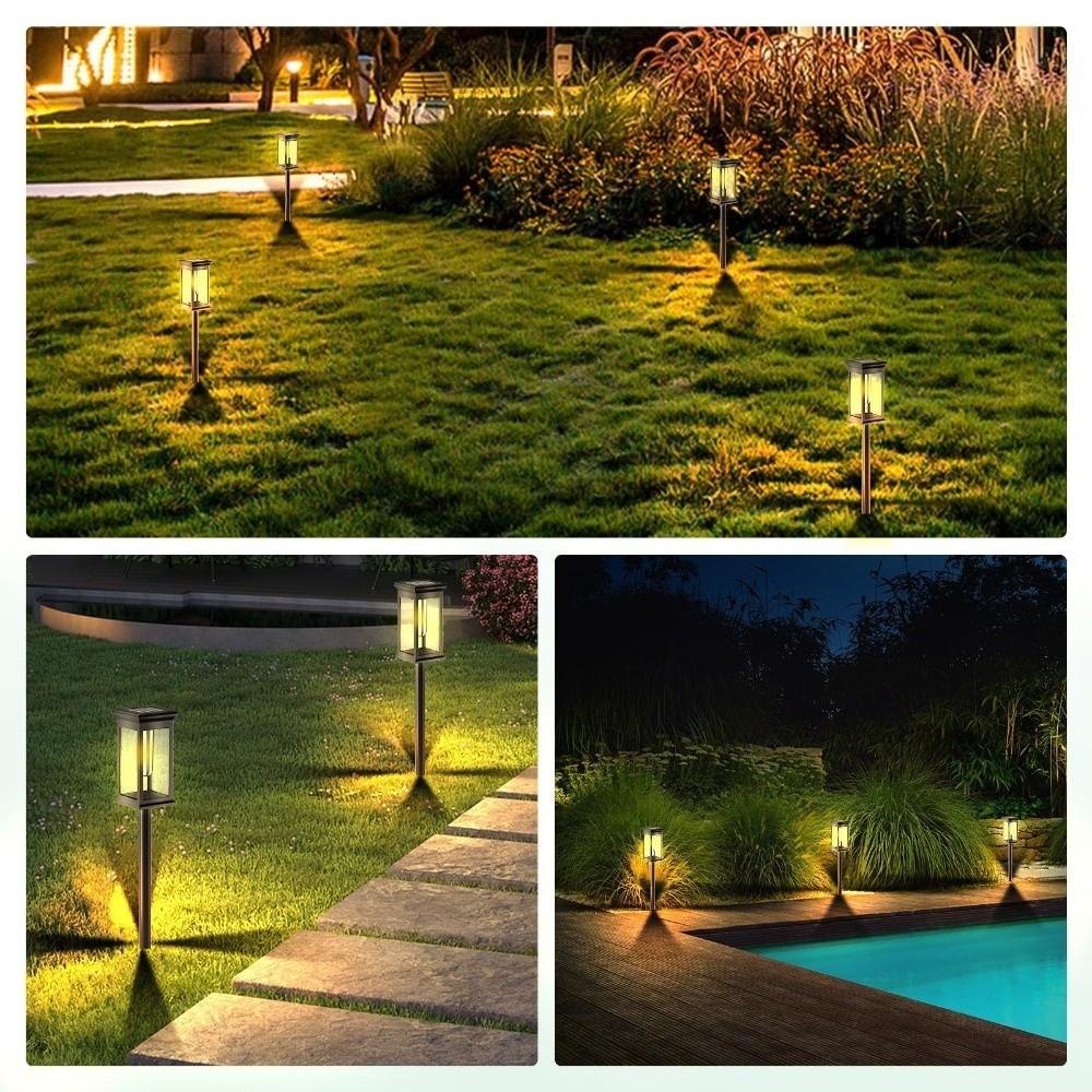 Warm White Light Solar Pathway Lights LED Lighting Retro Landscape Lights Ultra Bright Waterproof Lawn Lights Backyard Landscape