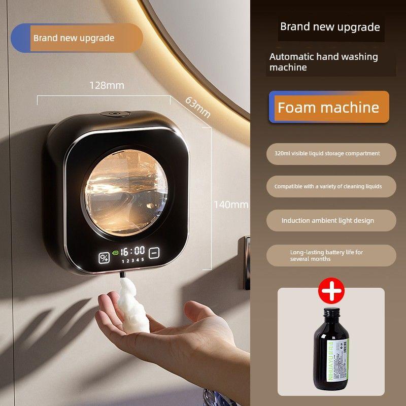 Automatic Sensor Hand Sanitizer Dispenser, Smart Dish Soap Foam Electric Soap Dispenser, Wall-Mounted Kitchen Sensor Wall Mount Black [Foam Style + Bottle of Hand Sanitizer]