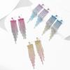 Light luxury color full diamond tassel long earrings